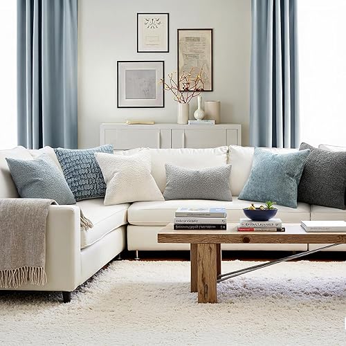 Miniatura 4 de MIULEE Juego de 2 fundas de almohada blancas de 18 x 18 pulgadas, fundas de almohada decorativas para sofá, con textura de boucle, fundas de