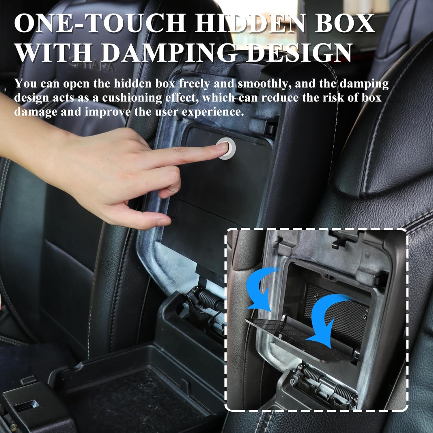 Jeep Wrangler JL One-Touch Hidden Storage Console Box, Center Console Hidden Storage Box for 2018-2026 Jeep Wrangler JLU 4XE & Gladiator JT Accessories 2/4 Door, Center Console Box, Black