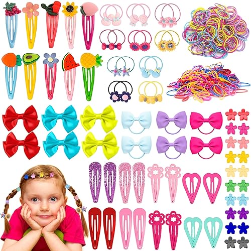 678 Pcs Varies Girls Hair Accessories, Contains Hair Clips, Elastic Hair Ties Bulk, Bow Hair Clip, Bow Hair Bands, Claws Barrettes, Rich Hair Accessories for Girls