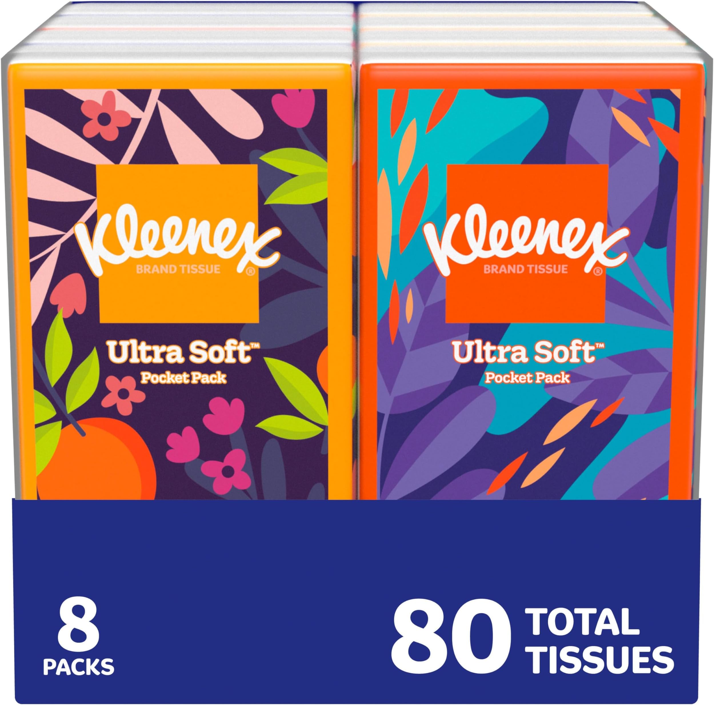 Kleenex Facial Tissues, On-The-Go Small Packs, Travel Size, 10 Tissues Per Go Pack, 8 Packs, (Pack of 3)