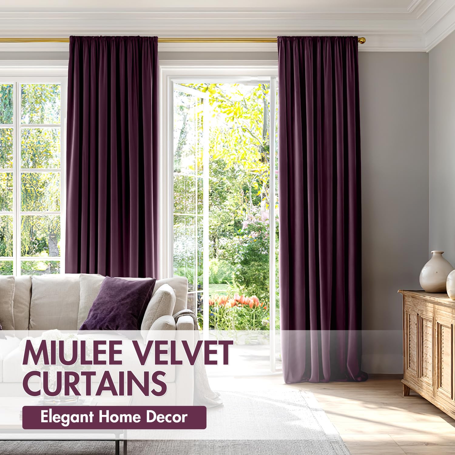 Amazon.com: MIULEE Purple Orchid Velvet Curtains Thermal Insulated