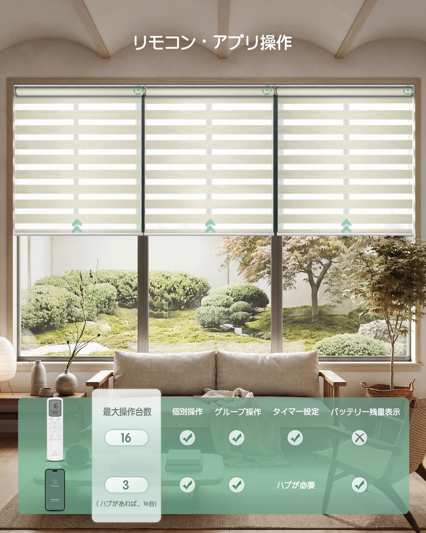 Amazon｜Yoolax 電動調光ロールスクリーン Bluetooth 充電式 オーダー