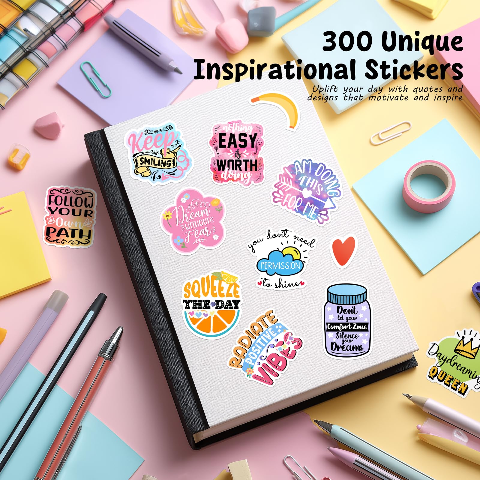 Inspirujące naklejki dla dorosłych, nastolatków, nauczycieli, motywacyjne naklejki na butelki z wodą, laptopy, kalkomanie, dziennik do scrapbookingu, 300 szt