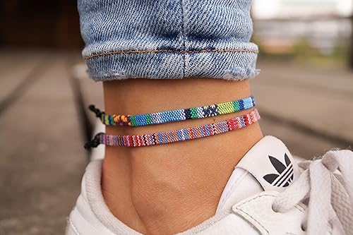 Miniatura 8 de 2x Boho Surfer Anklet Unisex - Ethno Ankle Bracelet Set of 2 Women & Men - Handmade Beach Jewelry & Festival Accessories - Waterproof & Adjustable -