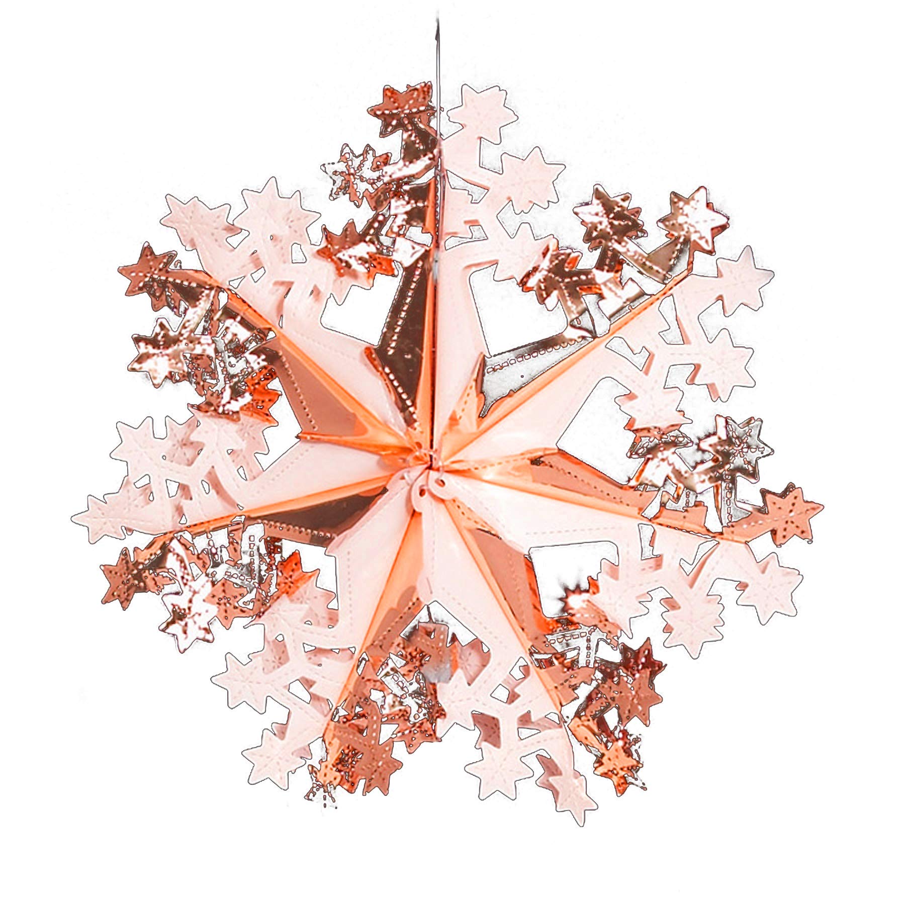 Davies Rose Gold Christmas Foil Ceiling Decorations - 40Cm Star Snowflake