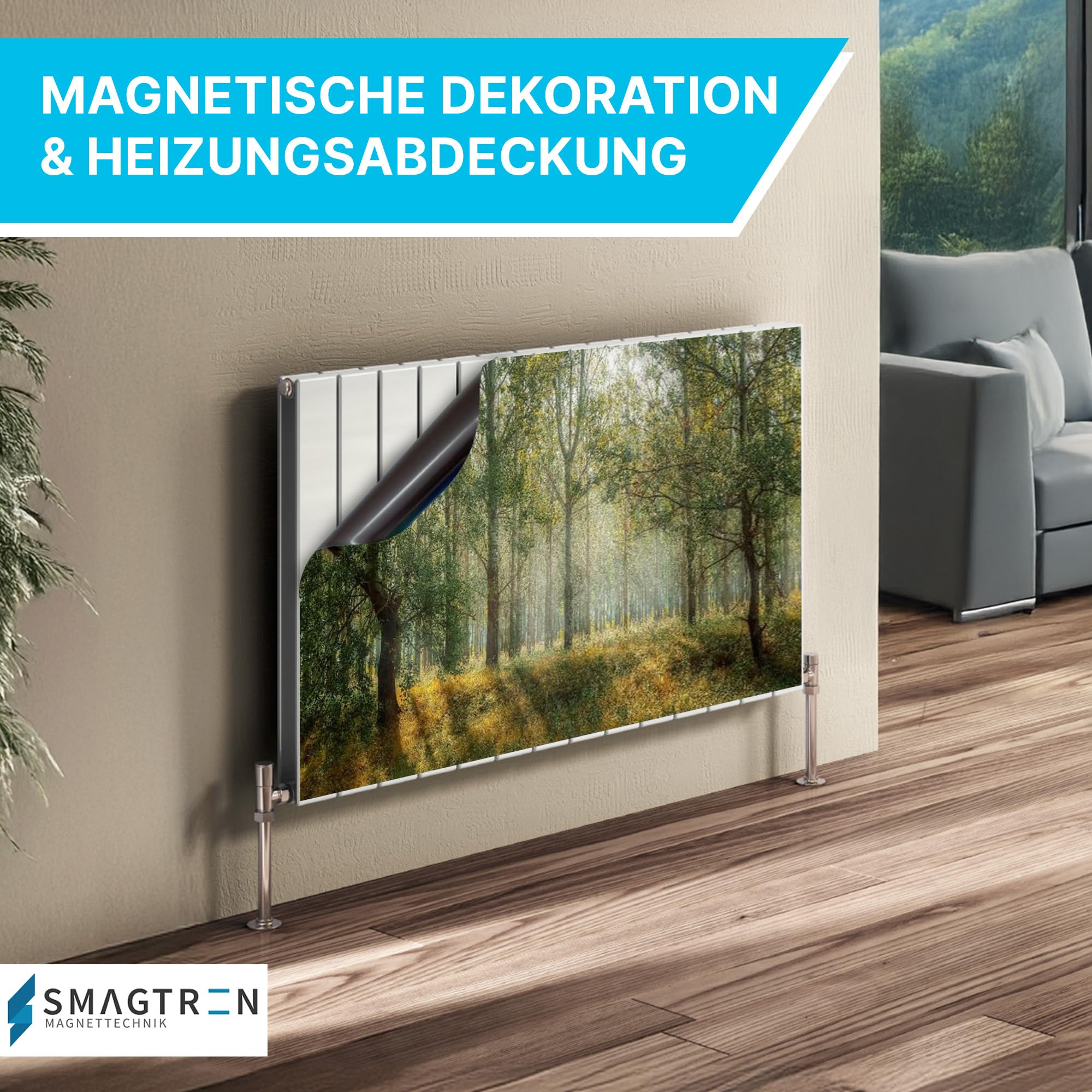 Smagnon Magnet Heizkörperverkleidung Heizkörperabdeckung Heizung Schutz Motiv Beton-Look, Heizkörper Höhe:60 cm, Heizkörper Länge:140 cm
