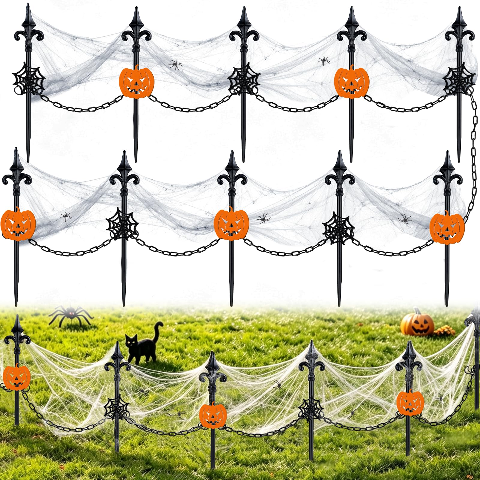 View 1 of 10 Metal Halloween Fence Stakes Decor for Outdoor Garden Graveyard, 16inch