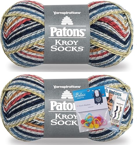 Miniatura 9 de Patons Kroy Socks - Paquete de 2 hilos con marcadores de puntada Bella's Crafts (neblina púrpura)