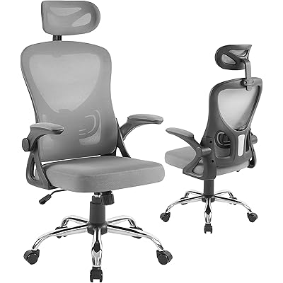 VECELO オフィスチェア 椅子 昇降 疲れない デスクチェア ロッキング機能 S字立体背もたれ ランバーサポート ヘッドレスト 人間工学 メッシュ 通気性 …