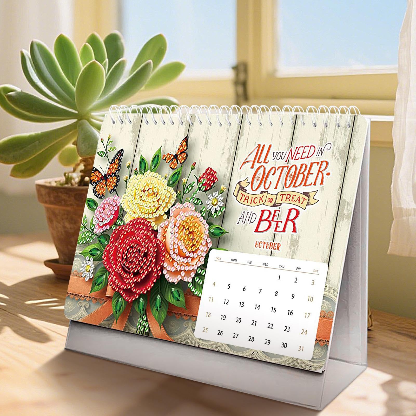 Calendario da Tavolo 2026 Planner Mensile e Decorazione Casa | Calendario da Tavolo Strass Art 2026 Planner per Scrivania per Ufficio, Scuola, Insegnante, Studente, Famiglia, Natale
