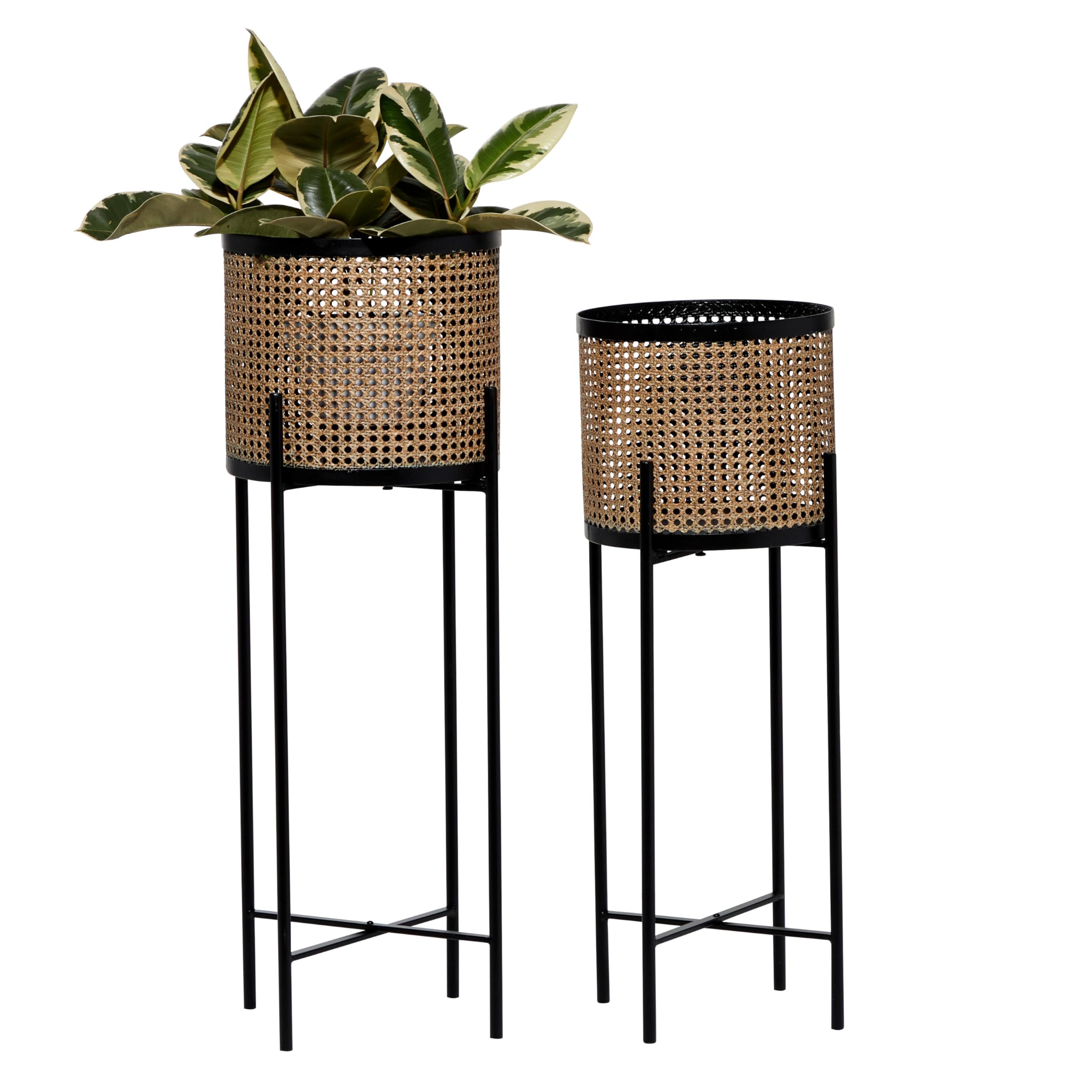 Deco 79 Glam Metal, Set of 2 Planters 11"W, 32"H, Gold