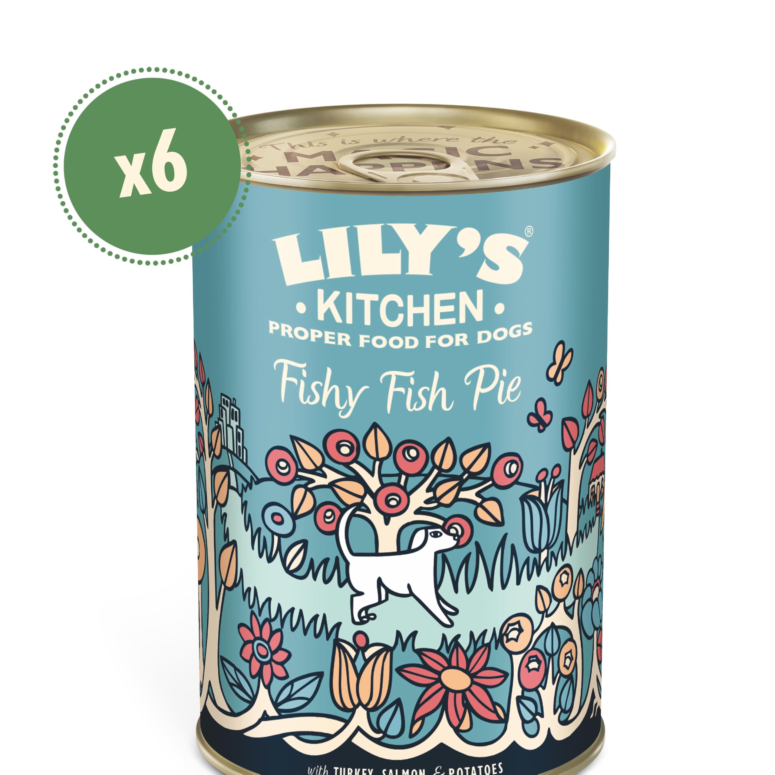 Lily's Kitchen Natürliches Nassfutter für ausgewachsene Hunde Dose - Leckere Fischpastete - Hundefutter Getreidefreies Rezept (6 x 400g dosen) (Packung mit 2)