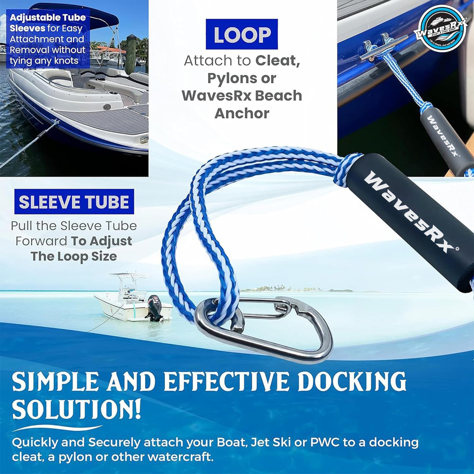 Snapklik.com : DockingPal - Premium Bungee Dock Line For Boats Elastic ...