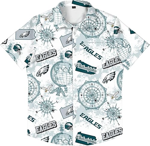 Miniatura 7 de FOCO Camisa abotonada floral Aloha tropical con logotipo de equipo de la NFL para hombre