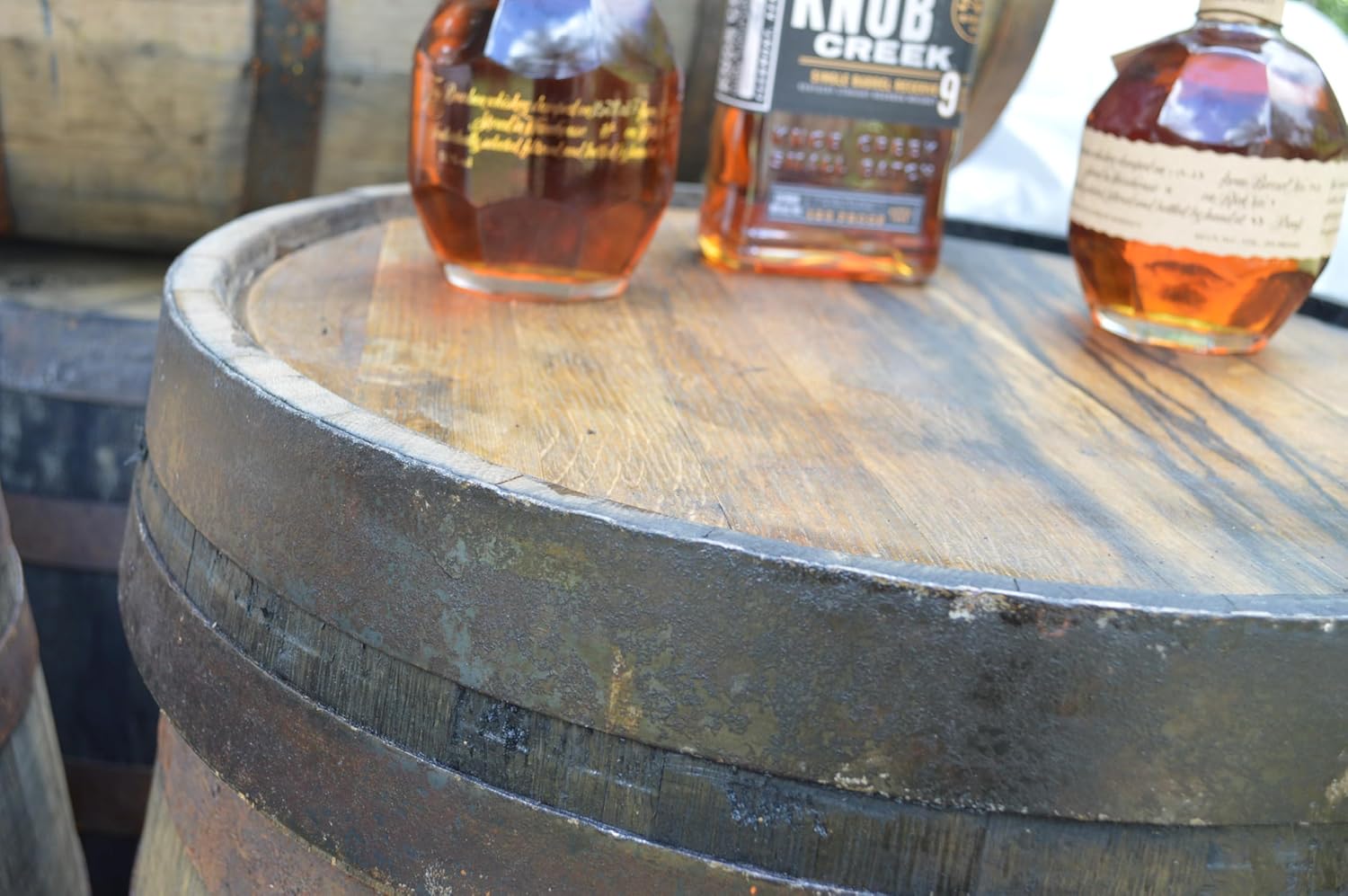Kentucky Bourbon Whiskey Barrel Display Lazy Susan, Rustic Wood, Handcrafted from Authentic Aging Barrels