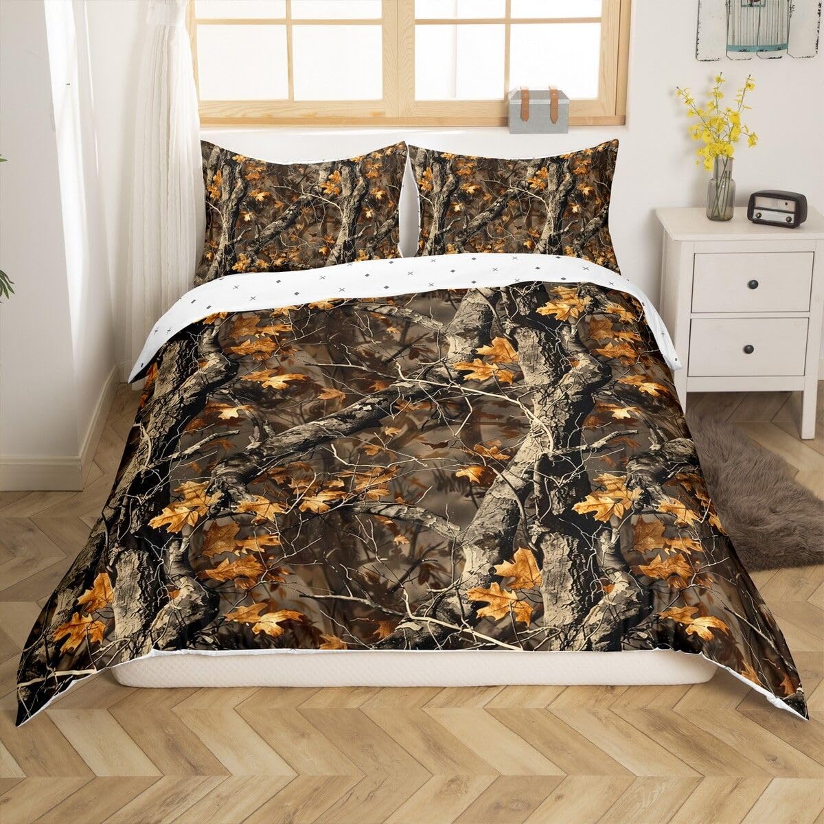 Homemissing Camo Bedding Set Rustic Farmhouse Duvet Cover for Kids Boys Girls Cabin Hunting Comforter Cover Camouflage Themed Bedspread Cover Room 3Pcs Double Size,Zipper,No Comforter โ image 1