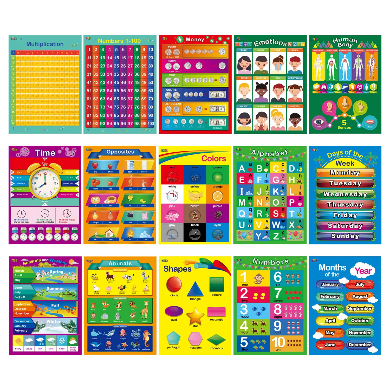 Amazon Spritegru Educational Posters Alphabet Shapes Colors The Best