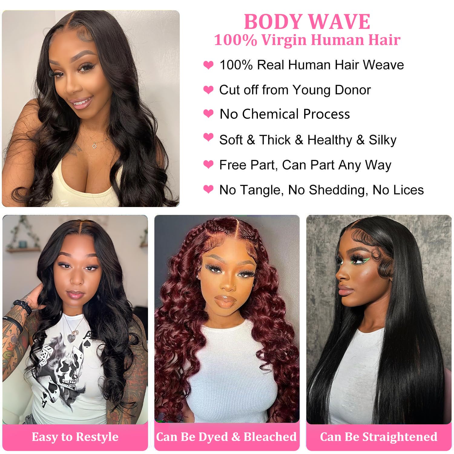 4 Bundle Body Wave Human Hair Extensions 16-22 Inches 100% Brazilian Amazon.com : Beauty Queen 16A Grade 4 Bundles Body Wave  main image 3