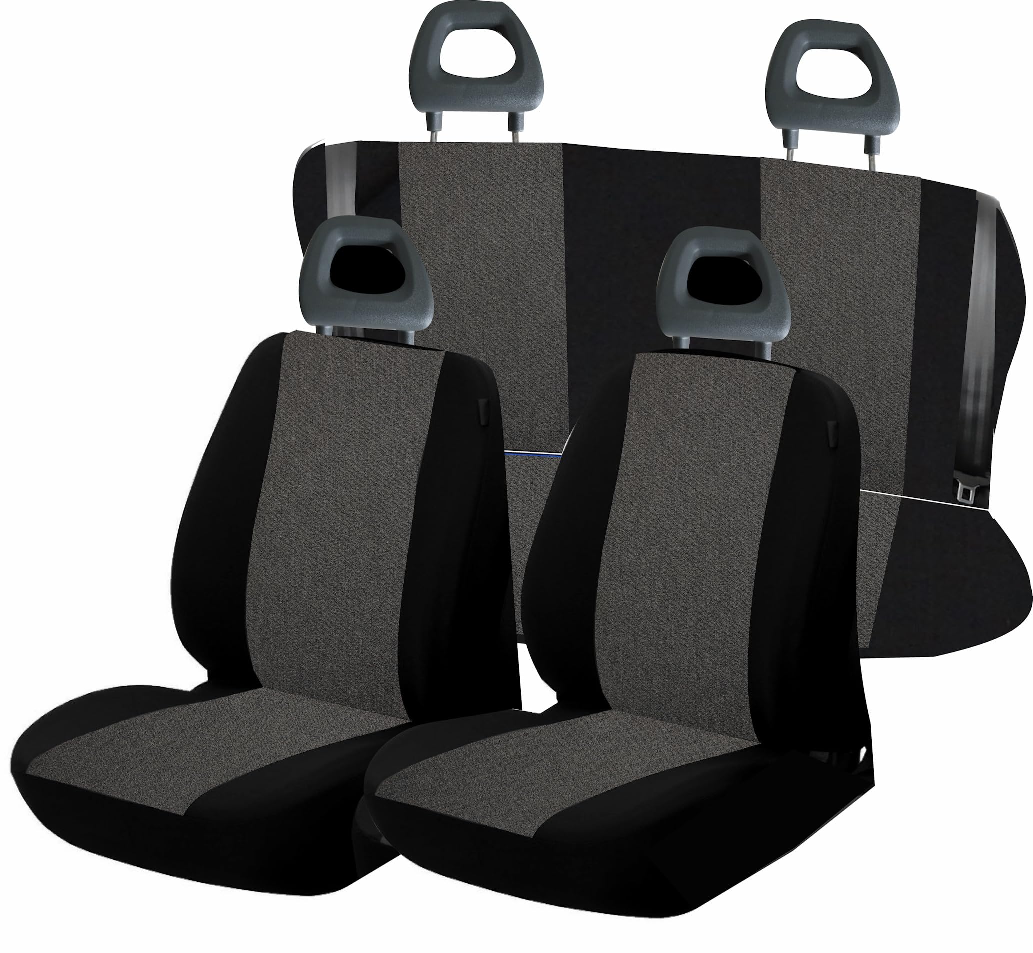 Generico Coprisedili Auto Fiat Panda 2003/2012, Cotone Grigio scuro/Nero, Made in Italy, Versioni Sedili Posteriori