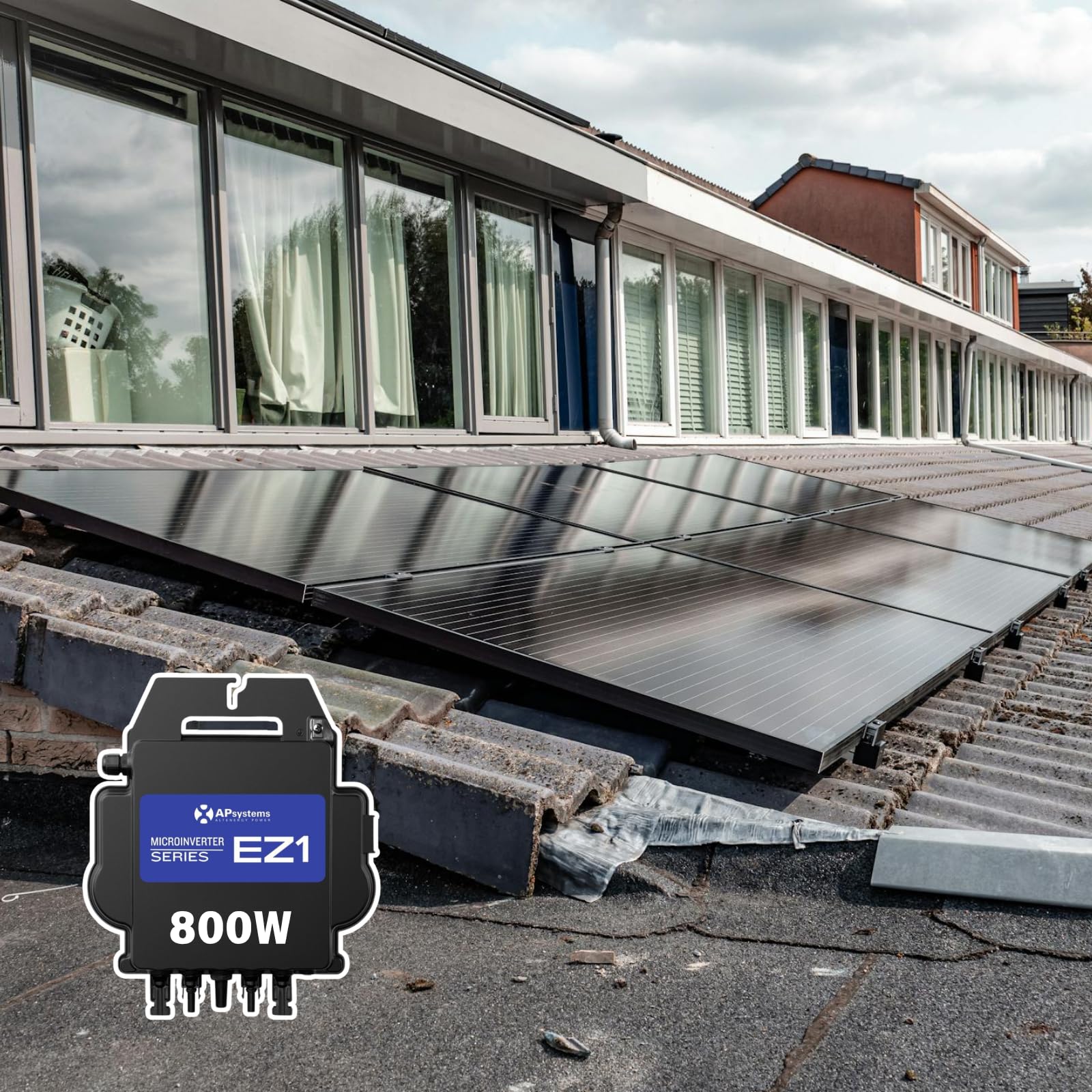 APsystems EZ1-M 800W Mikrowechselrichter mit WLAN & Bluetooth | Balkonkraftwerk PV Wechselrichter | 2 Unabhängige MPPT | EU-Schuko-Stecker