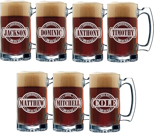 My Personal Memories Juego de tazas de cerveza personalizadas para padrinos de boda y padrino - Estilo general 12 oz (7)