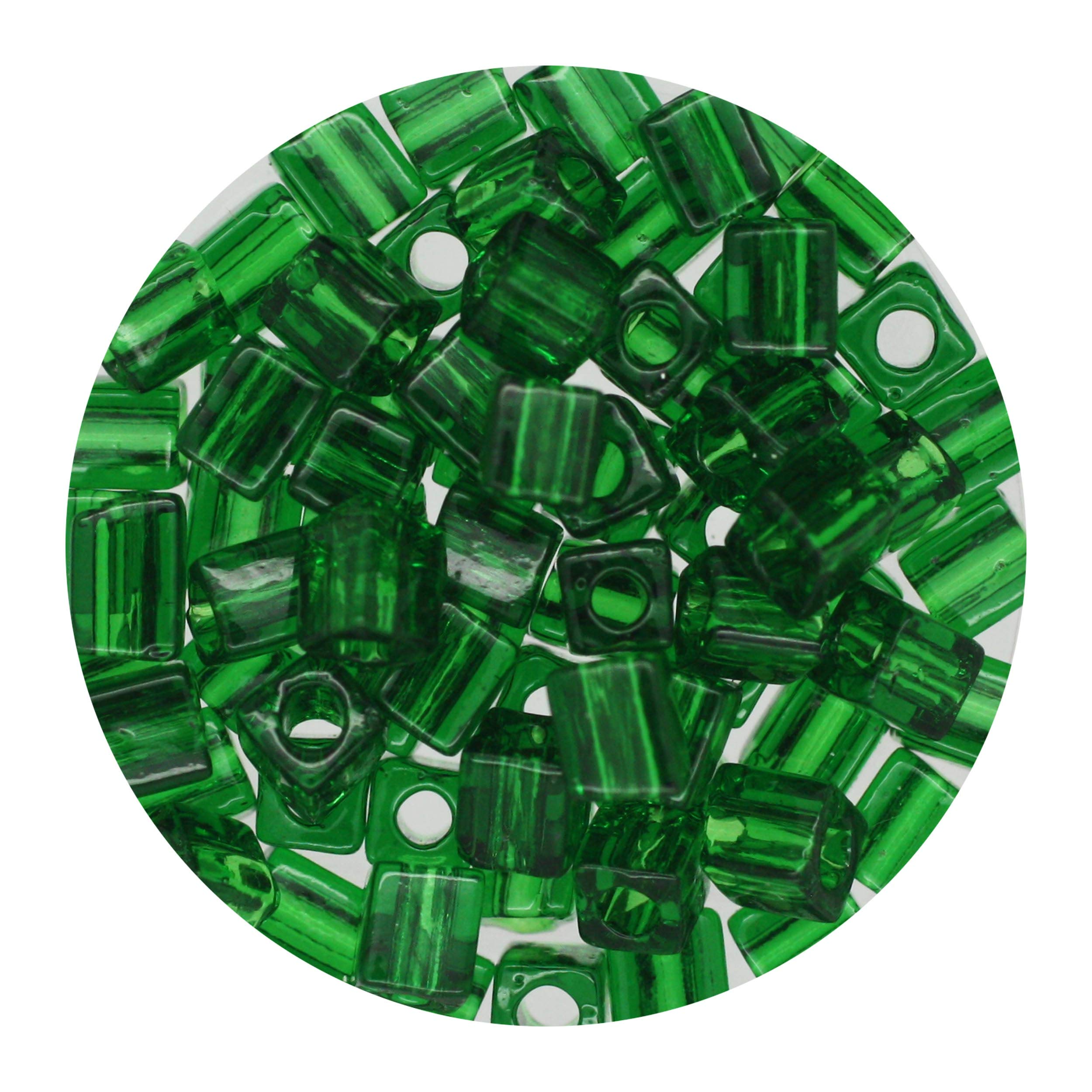 8 Perles Cubiques En Verre Vert - 4x4x4mm - Neuf Pour Création De Bijoux