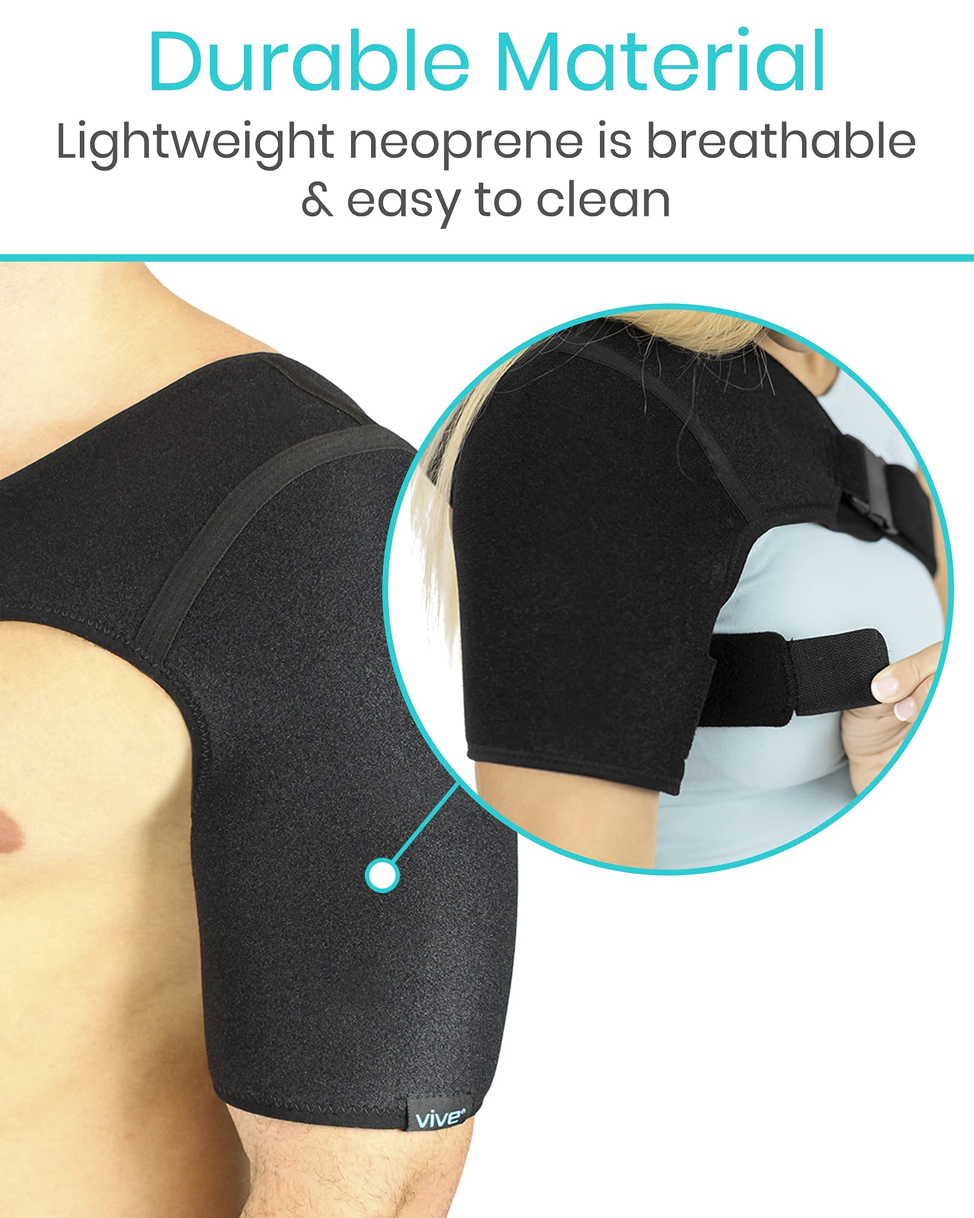 Vive Shoulder Brace Rotator Cuff Compression Support Men, Women, Left, Right Arm Injury