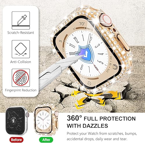 Vista 113 de WINGLE Paquete de 10 fundas protectoras de pantalla para Apple Watch de 1.575 pulgadas SE 3/2/1 Series 6 5 4 con vidrio templado, carcasas Paquete