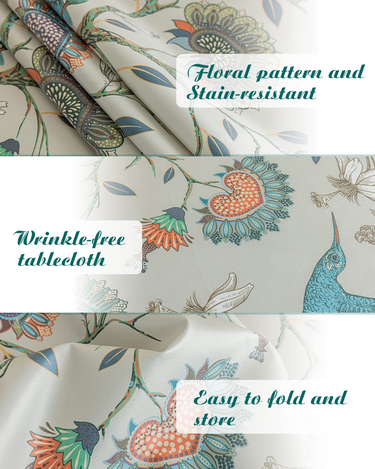 LIVETTY Wipe Clean Table Cloth Fabric Table Cloth Wipeable Rectangle Table 135x185cm, Waterproof Oil-Proof Coating - Image 3