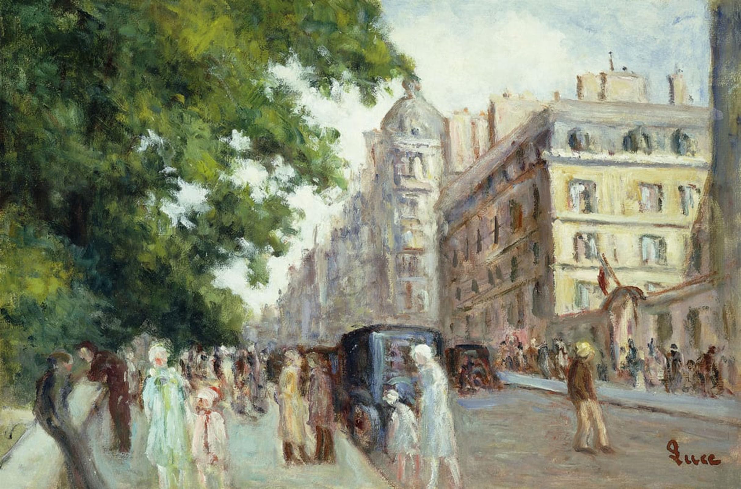 SERENDIPITP Abstract Painting Mural Print Picture Wall Decor Painting Street Scene in Paris by Maximilien Luce Vintage Wall Artwork for Home Decor 60x90cm