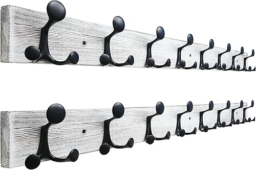 Miniatura 273 de SKOLOO Perchero de madera blanca de 17 pulgadas con 3 ganchos triples, ideal para entradas familiares, aulas y almacenamiento de suministros para