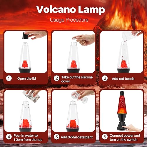 Miniatura 7 de Luz nocturna para niños, lámpara de volcán luz LED roja que crea un ambiente cálido, luz de estado de ánimo alimentada por USBbatería, cosas