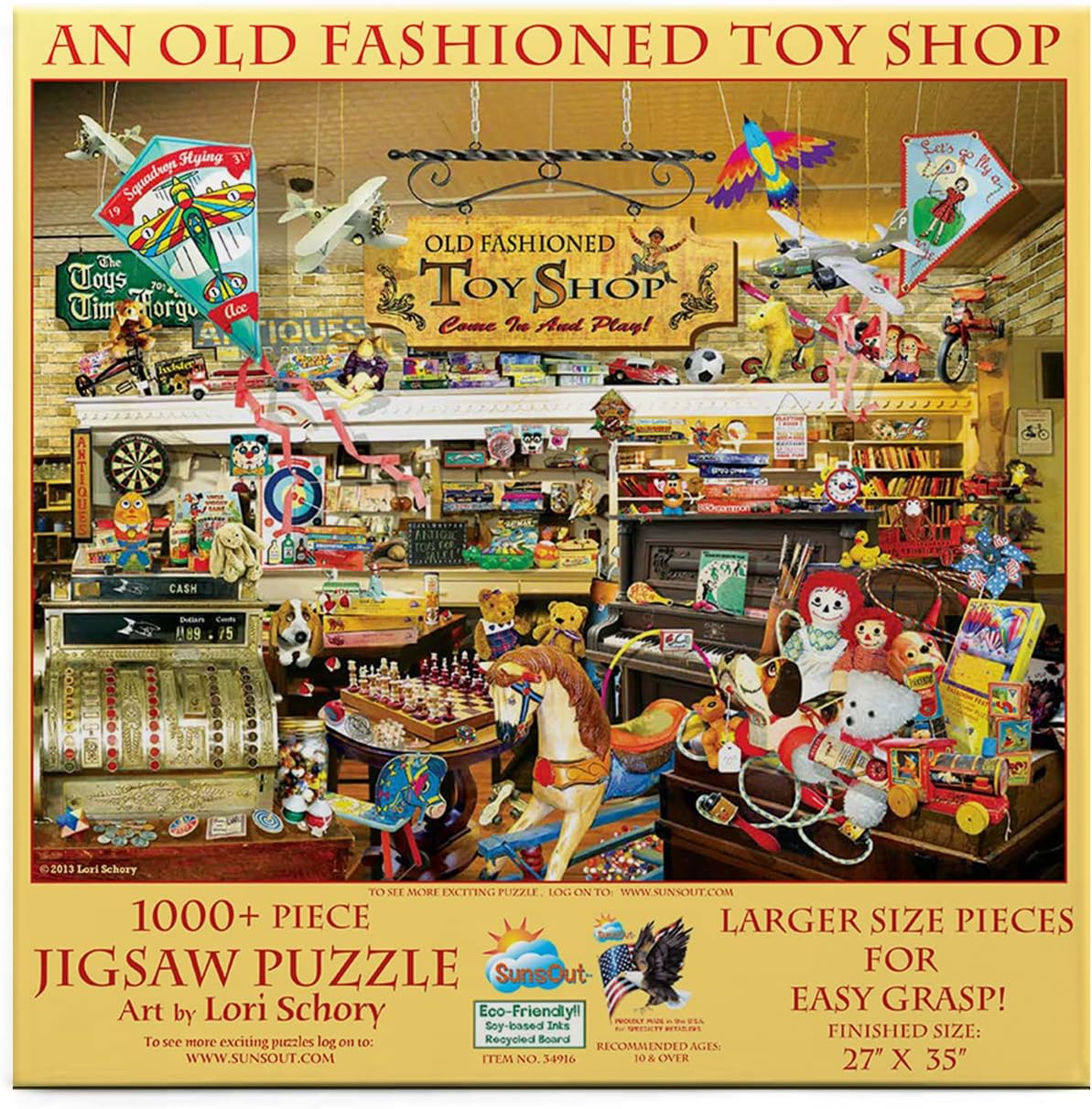 SUNSOUT INC - an Old Fashioned Toy Shop - 1000 pc Large Pieces Jigsaw Puzzle by Artist: Lori Schory - Finished Size 27" x 35" - MPN# 34916