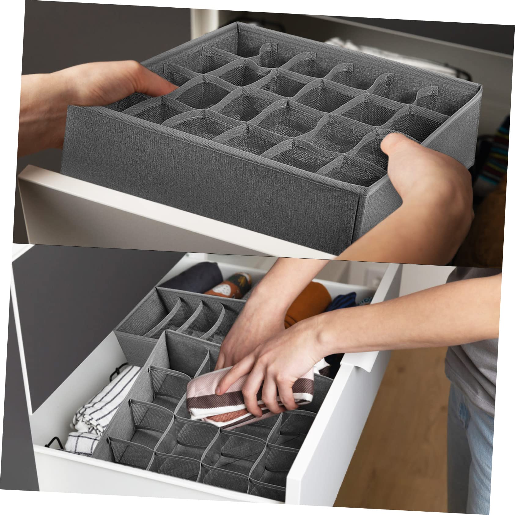 OUNONA 4Pcs Foldable Drawer Storage Boxes for Underwear Socks Ties Multi Organizers with Compartments Cationic Space Saving for Closet Drawer Organization