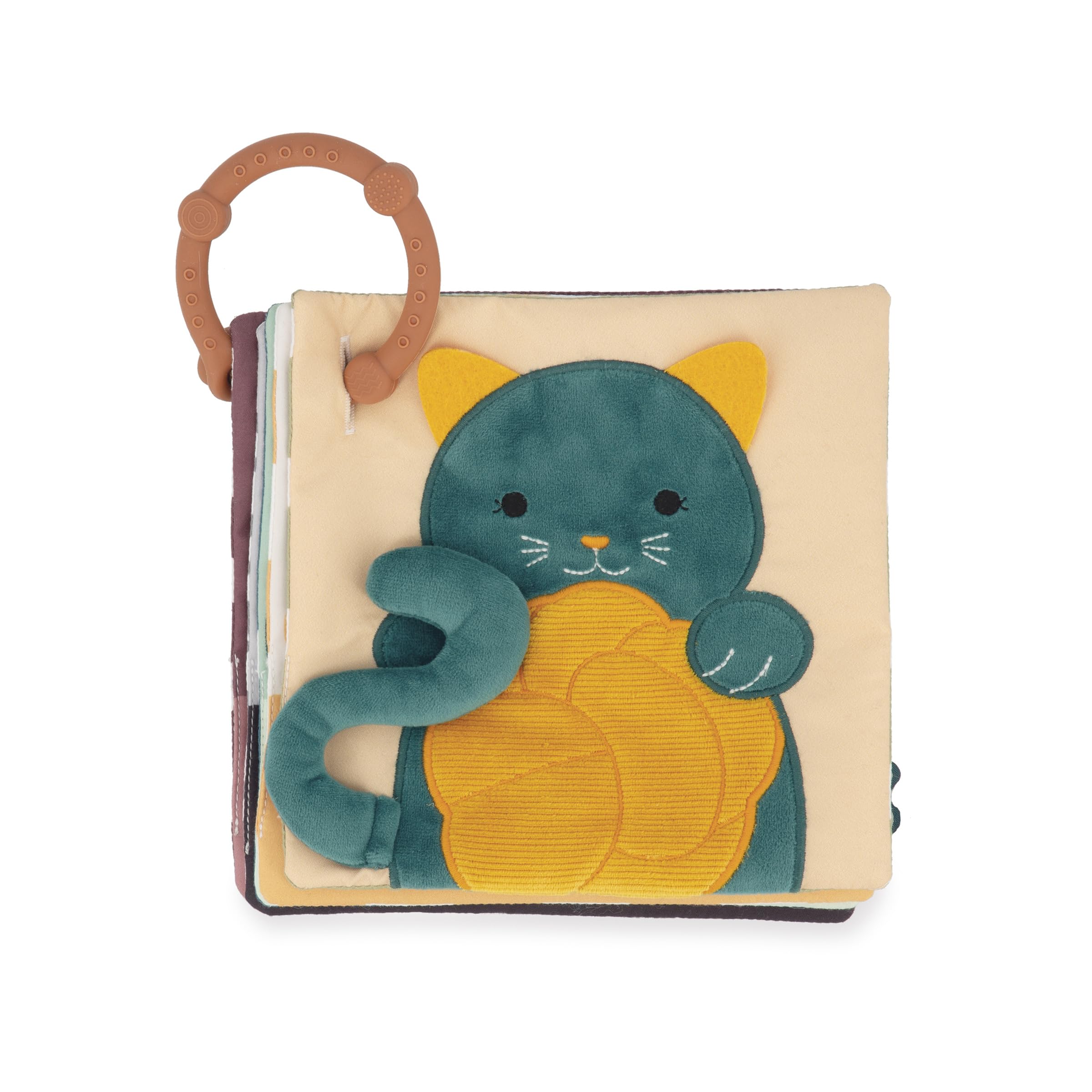 Kaloo - 5 Contrasting Sensory Awakening Cards - Reversible and Detachable Cards with Teething Ring - 6 Different Materials - Baby Sensory Toy - Washable - From Birth - K227005