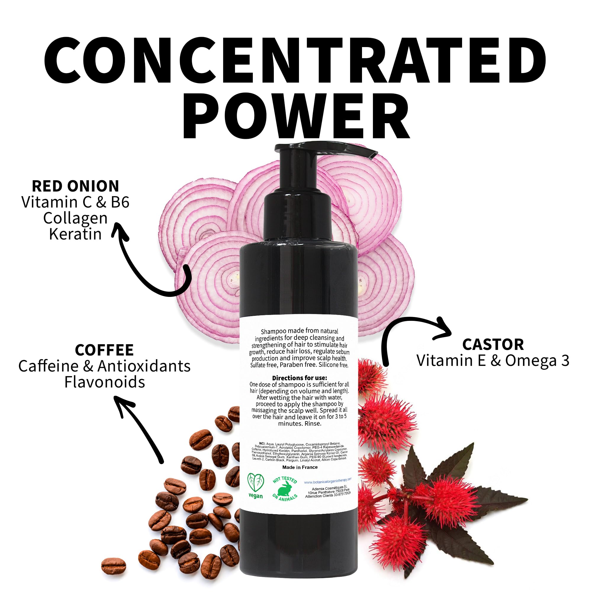 Shampoo alla Cipolla, Caffeina e Olio Ricino Capelli Grassi: Volumizzante, Rinforzante, Anticaduta, Antiforfora e Attivatore Crescita Senza Solfati 1000 ml