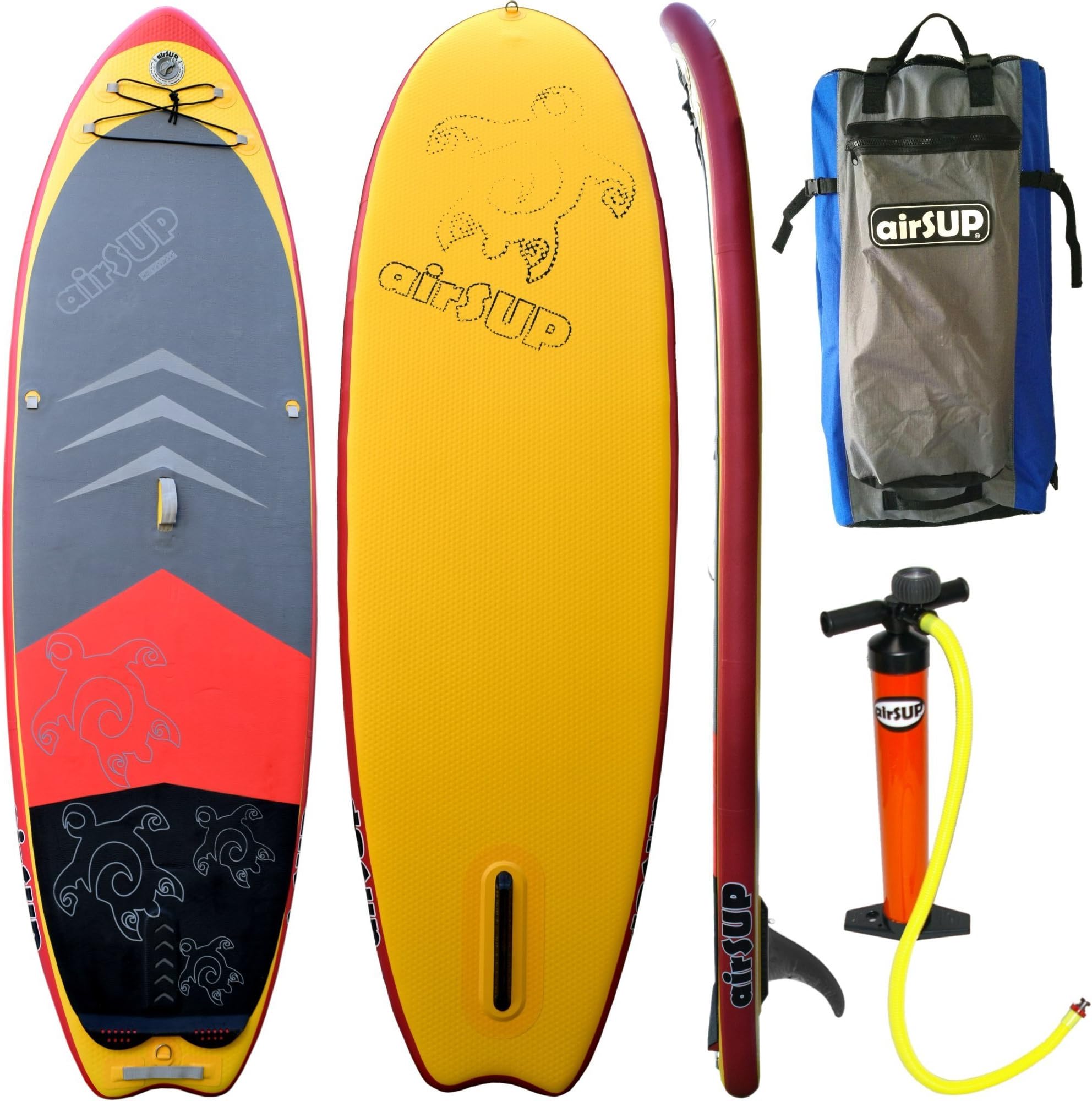 airSUP 9'6"x32"x4" Inflatable SUP 15psi Stand Up Paddleboard, Roll It up and Store in the Bag, Yellow, Super Light!