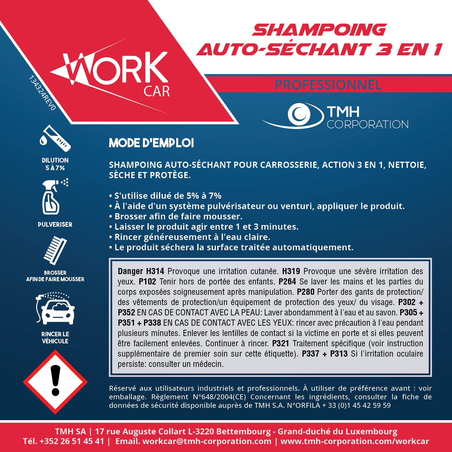 Shampoing voiture 5l Pro - auto sechant voiture 3 en 1