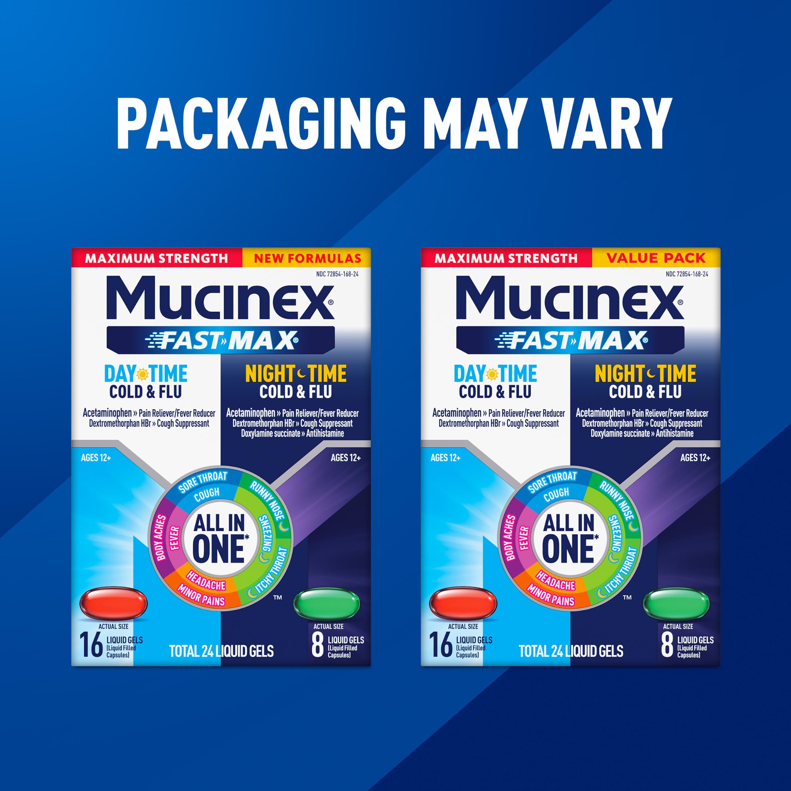 Mucinex Fast-Max Daytime Cold & Flu & Nighttime Cold & Flu, 24 Liquid Gels — Amazon image 9