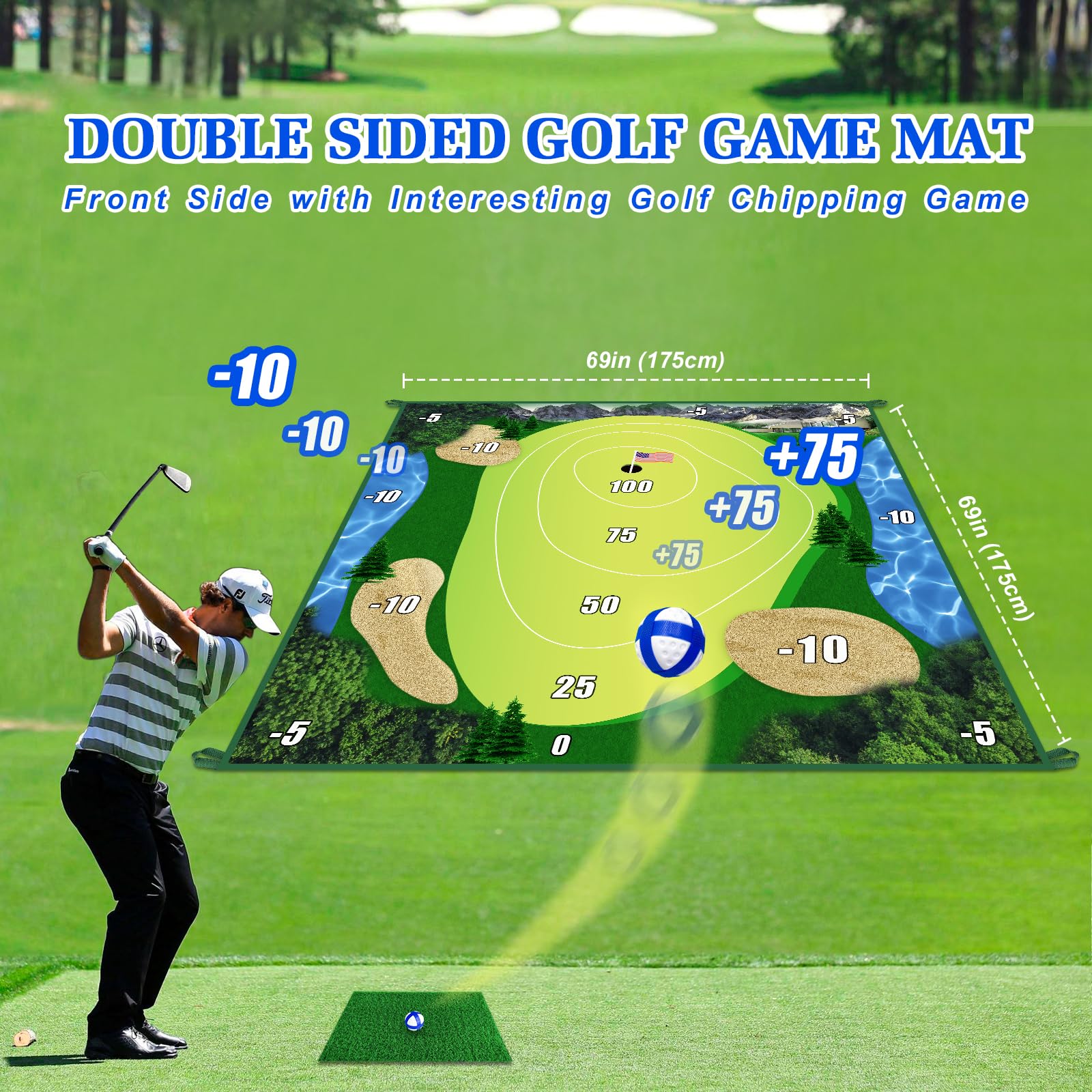 Golf Chipping Game with Hitting Mat, 70
