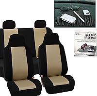 Vista 3 de FH Group Juego completo de fundas de asiento de automóvil de tela gris, fundas de asiento de automóvil de ajuste universal, fundas de asiento