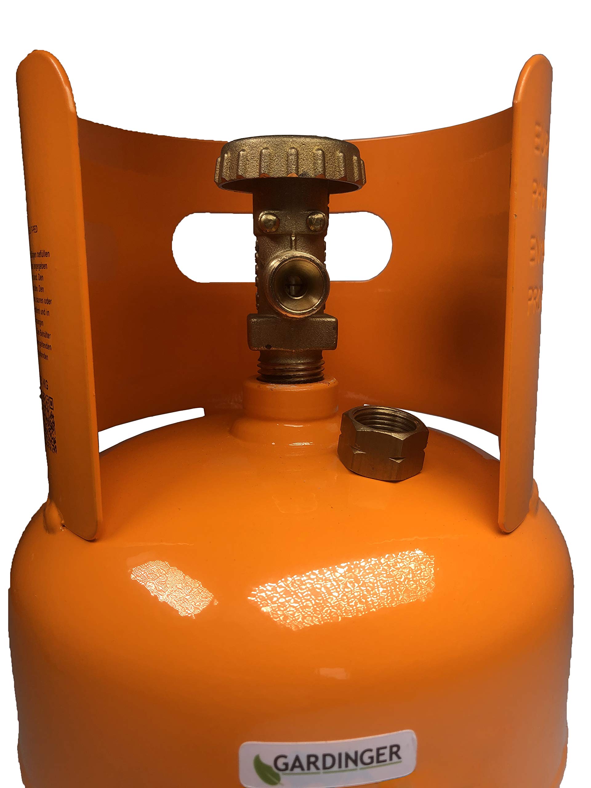 GARDINGER befüllbare 1 kg Gasflasche orange mit Kragen Propan/Butan mit Anschluss 3/8"
