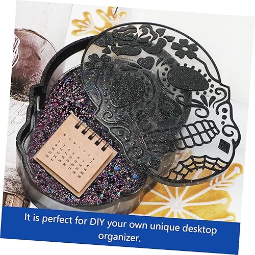 Miniatura 9 de VILLCASE Moldes de cenicero de calavera, 2 piezas, caja de almacenamiento de calavera, moldes de resina de Halloween, moldes de silicona, molde de