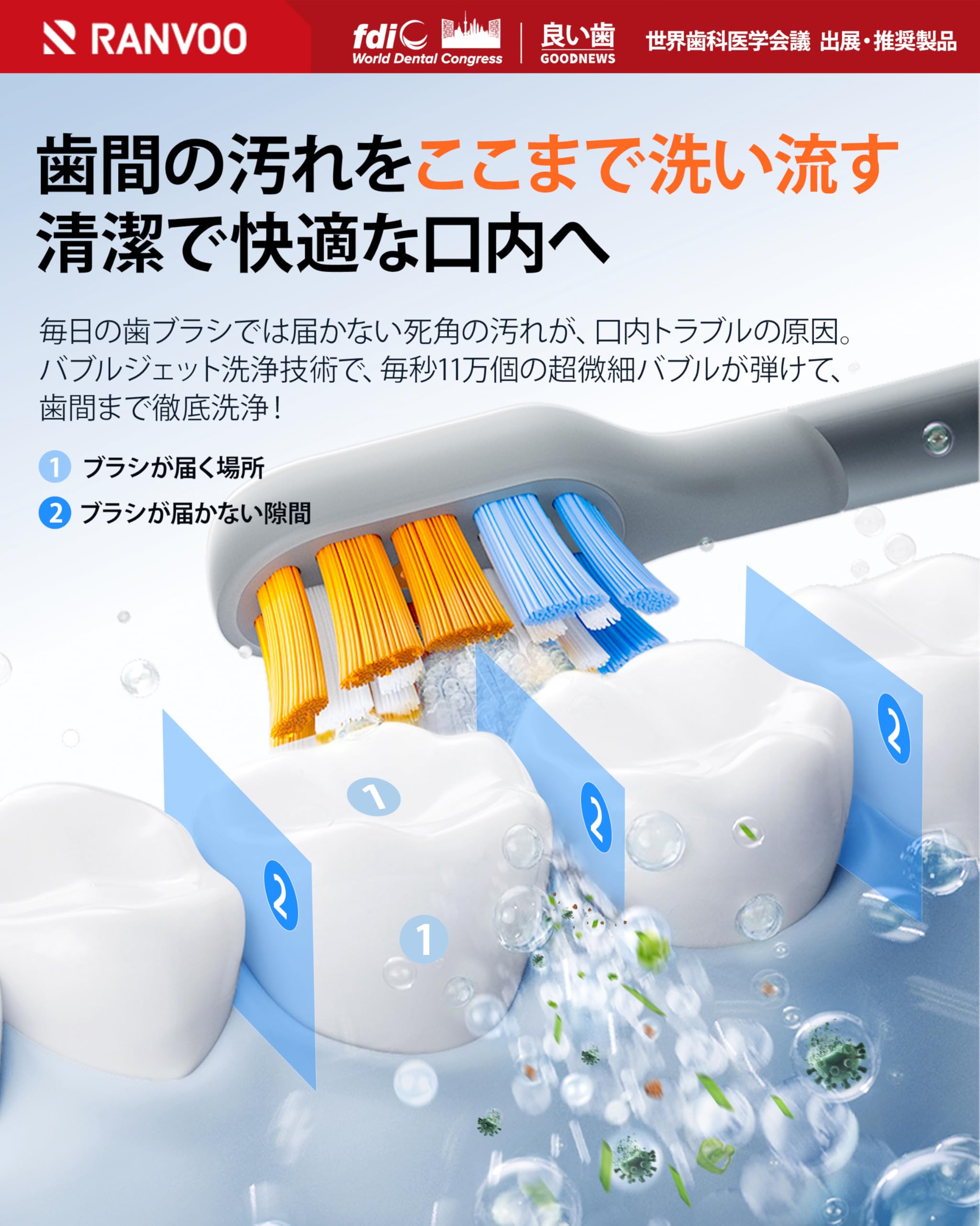 Amazon.co.jp: 【歯科医基準｜2026年モデル】RANVOO 次世代ジェット式