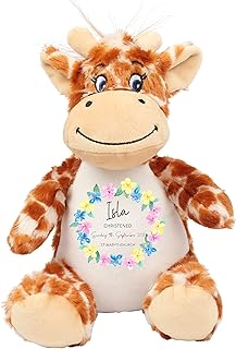 Personalised Christening Gift, Custom Baptism Gift, Giraffe Teddy Bear Soft Toy Plush, Christening Gift For Girls, Baby Keepsake, Christening Present, Baptism Present