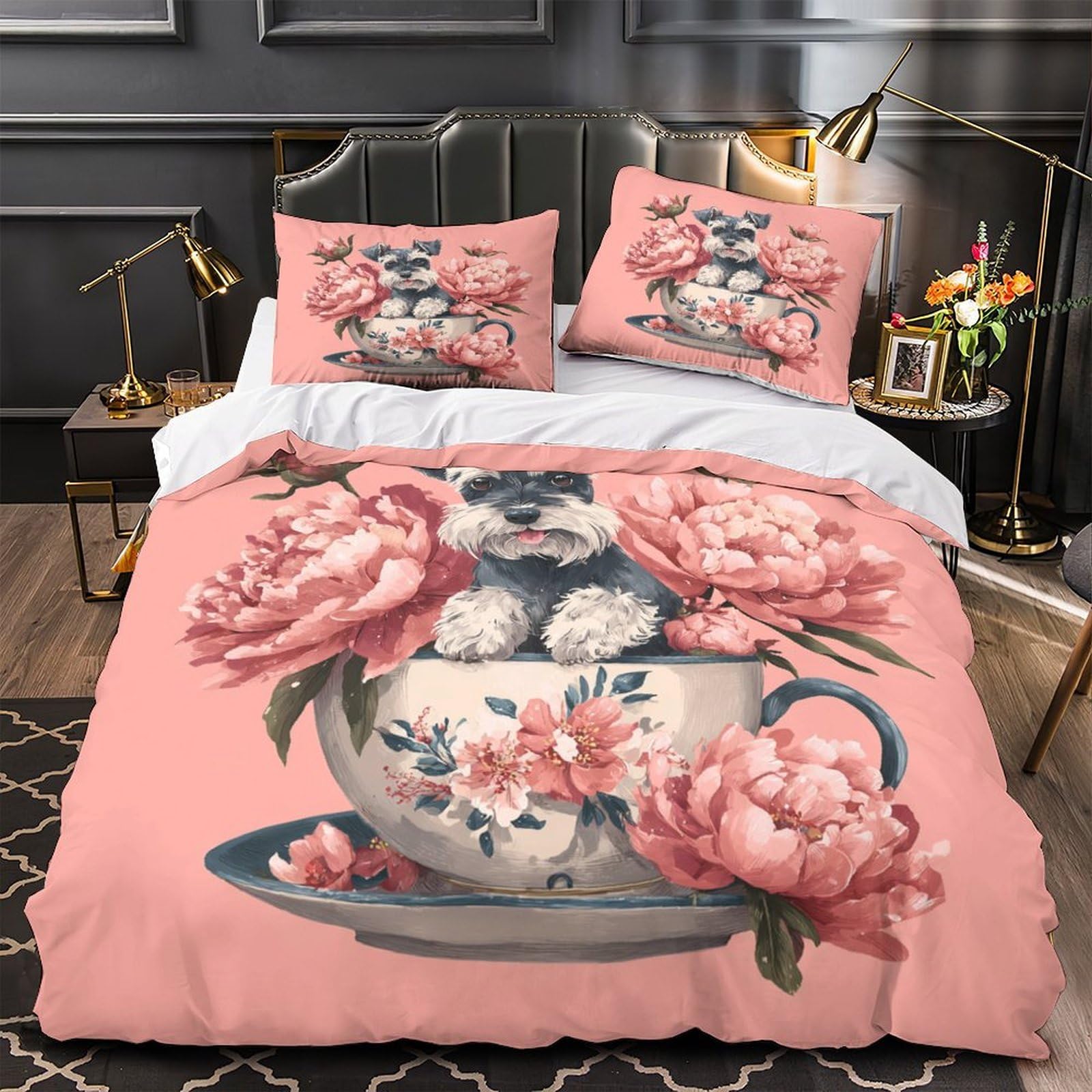 Chiot dans une tasse housse de couette pour chambre enfant cocon