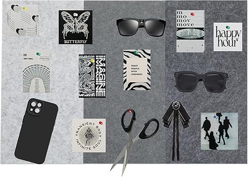 Tablón de anuncios de fieltro para dormitorio, oficina, decoración de pared del hogar, tablero de anuncios autoadhesivo con 35 pasadores para pegar