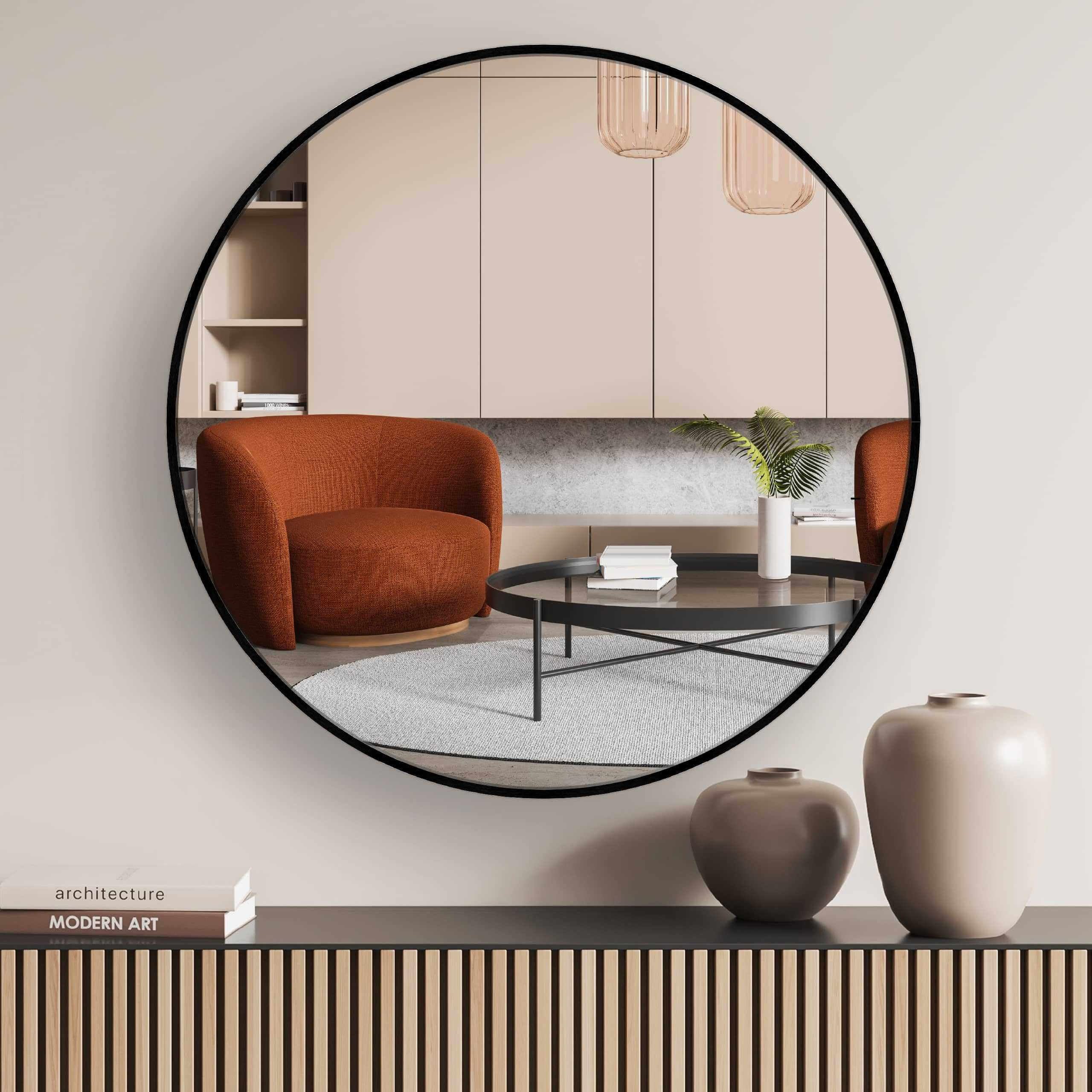 Nielsen Round Wall Mirror 60cm Black Aluminium