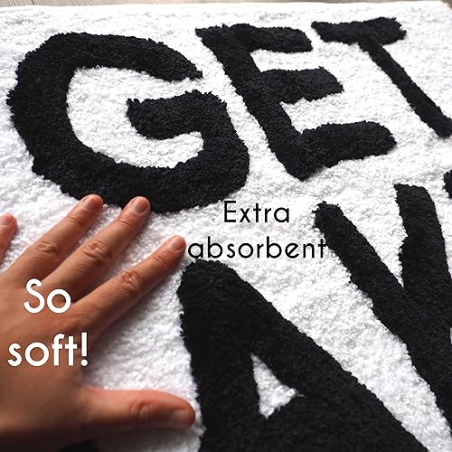 Miniatura 3 de Evovee Alfombra de baño blanca, Get Naked Fun, antideslizante, lavable, 20 x 31.5 pulgadas