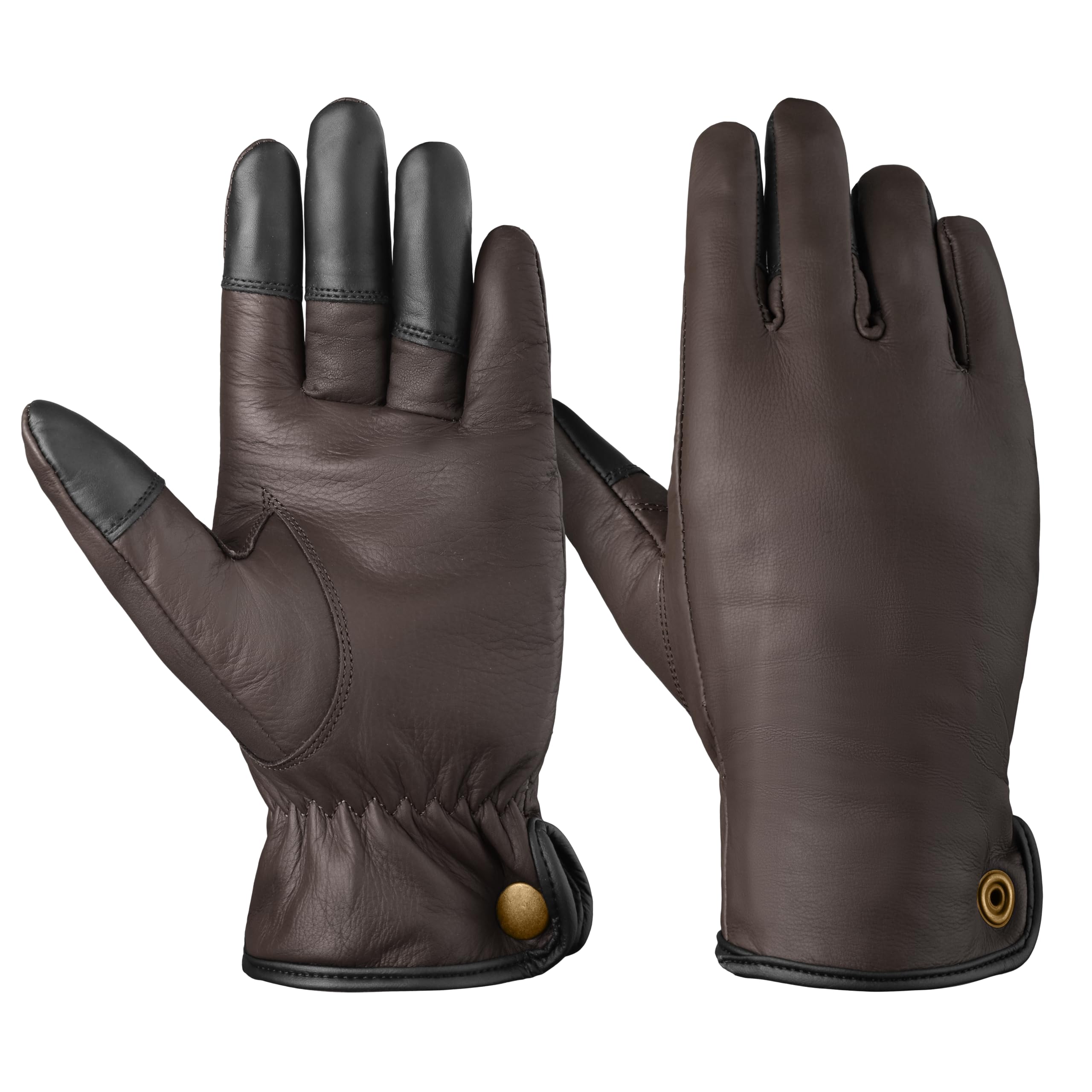 Leather Archery Glove Full 5-Finger with Thumb Protection โ Reinforced Stitching for Thumb Release โ 100% Leather โ Black, Dark Brown, Light Brown (Dark Brown, S, Full pair(Right and Left))